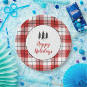 Rustikales Baumuster, rot und weiß Flanell Muster Pappteller (Party)