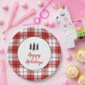 Rustikales Baumuster, rot und weiß Flanell Muster Pappteller (Party)