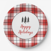 Rustikales Baumuster, rot und weiß Flanell Muster Pappteller (Vorderseite)