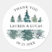 Rustikales Baumwald Waldland Vielen Dank für Ihre  Runder Aufkleber (Vorderseite)