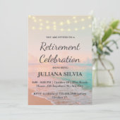 Rustikales Beach Retirement Party Einladung (Stehend Vorderseite)