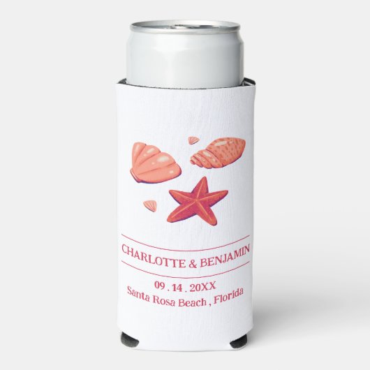 Rustikales Beach Wedding Party Selters Dosenkühler (Seltzer Vorderseite)