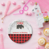 Rustikales Bear Kariert Babydusche Party Hochzeit Pappteller (Party)