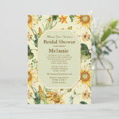 Rustikales Beauty Sonnenblume Botanisches Brautpar Einladung (Stehend Vorderseite)