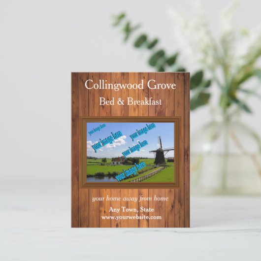 Rustikales Bed and Breakfast 🌿 Förderung Postkarte (Stehend Vorderseite)