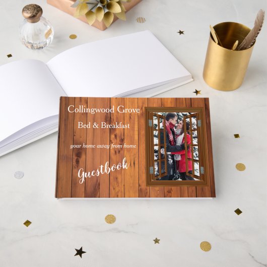 Rustikales Bed and Breakfast Gästebuch 🌿 Country (Vorderseite Offen)