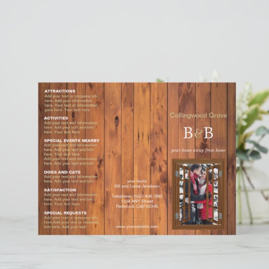 Rustikales Bed and Breakfast 🏡 Trifold Broschüre (Stehend Vorderseite)