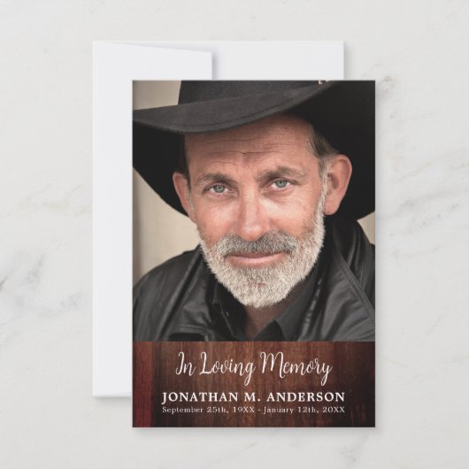 Rustikales Beerdigung Einfaches Beileid Foto Dankeskarte (Vorderseite)