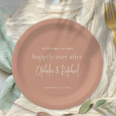 Rustikales Begrüßungsschreiben Terracotta Wedge Pappteller