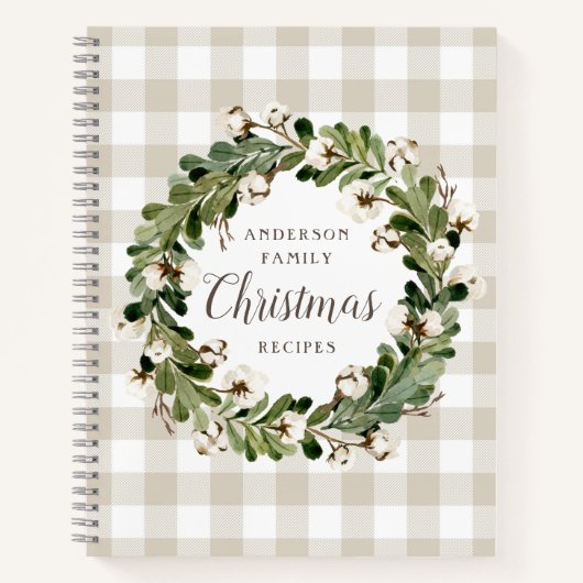 Rustikales Beige Baumwolle Wreath Weihnachtsmann R Notizblock (Vorderseite)