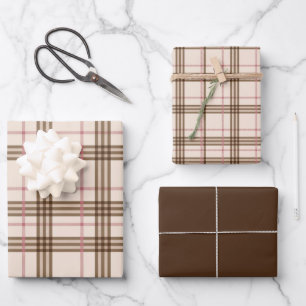 Rustikales Beige Brown Tartan Kariertes Wrapping P Geschenkpapier Set