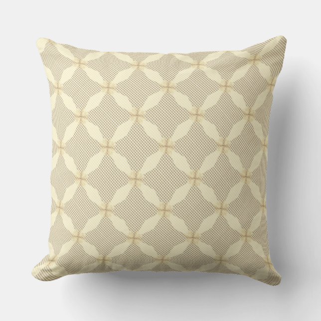 Rustikales Beige Diamond Geometrisches Muster Kissen (Vorderseite)