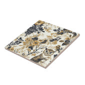 Rustikales Beige-Eulen-Waldblumenmuster Fliese (Seite)
