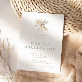 Rustikales Beige Floral Bouquet & Bow Brautparty Einladung