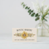 Rustikales Beige Holz Rolling Button Sonnenblumen Visitenkarte (Stehend Vorderseite)