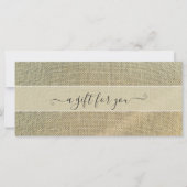 Rustikales Beige Leinen Geschenkgutschein (Vorderseite)