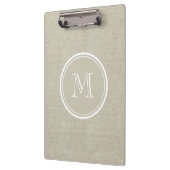 Rustikales beige Leinenhintergrund-Monogramm Klemmbrett (Links)
