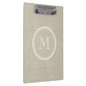 Rustikales beige Leinenhintergrund-Monogramm Klemmbrett (Rechts)