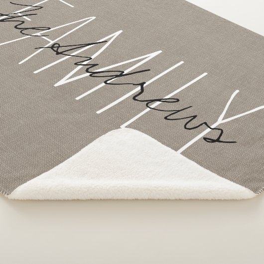 Rustikales Beige-Monogramm Sherpadecke (3/4)