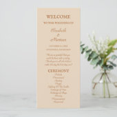 Rustikales Beige Terrakotta Herbst-Hochzeitsprogra Programm (Stehend Vorderseite)