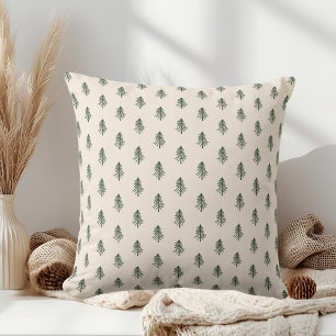 Rustikales Beige und Kiefernwälder Weihnachten Kissen