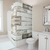 rustikales, beige-weißes Holzkorn Duschvorhang (Beispiel)