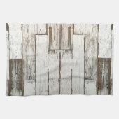 rustikales, beige-weißes Holzkorn Geschirrtuch (Horizontal)