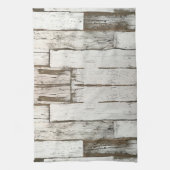 rustikales, beige-weißes Holzkorn Geschirrtuch (Vertikal)