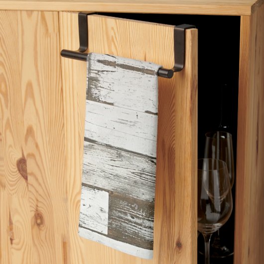 rustikales, beige-weißes Holzkorn Geschirrtuch (Drittel gefaltet)