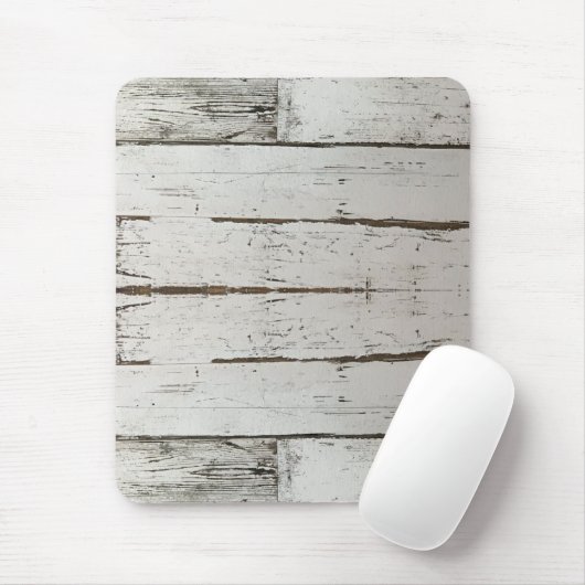 rustikales, beige-weißes Holzkorn Mousepad (Mit Mouse)