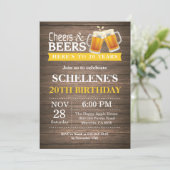 Rustikales Beile und Bier 20. Geburtstag Einladung (Stehend Vorderseite)