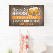 Rustikales Beile und Bier Happy 21. Geburtstag Ora Banner (Insitu)