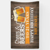 Rustikales Beile und Bier Happy 21. Geburtstag Ora Banner (Vertikal)