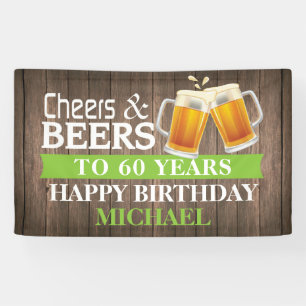 Rustikales Beile und Bier Happy 60. Geburtstag Gr Banner