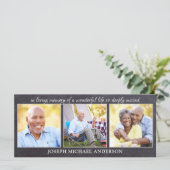 Rustikales Beileid 3 Foto Beerdigung Belegebet Buc Menükarte (Stehend Vorderseite)