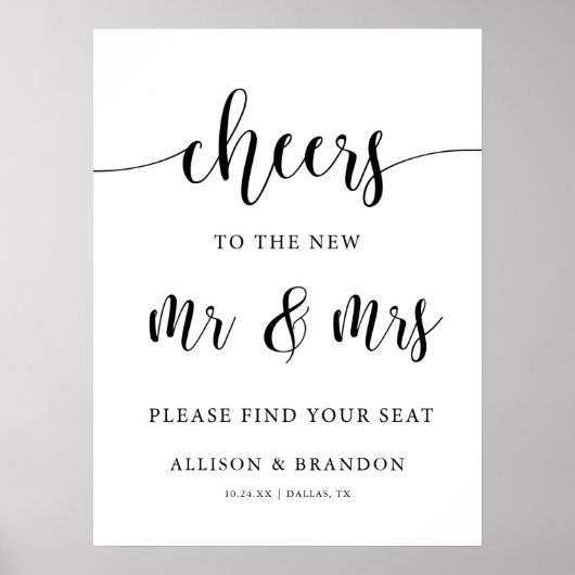 Rustikales Beileid Hochzeitssender Platzkarten Poster (Vorne)