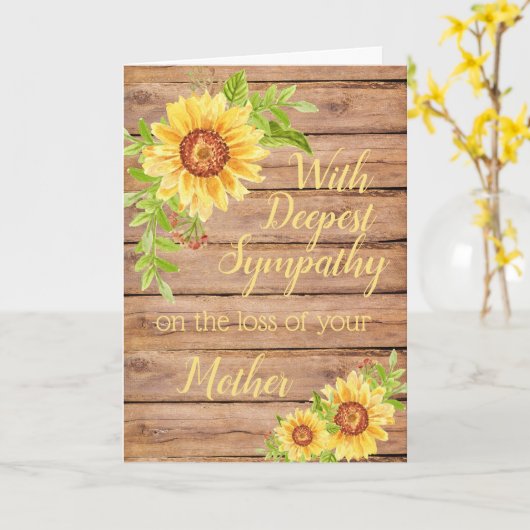 Rustikales Beileid Mutter Blütengelbe Sonnenblume Karte (Gelbe Blume)