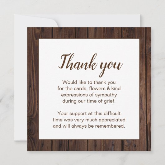 Rustikales Beileid zur FotoCollage Dankeskarte (Rückseite)
