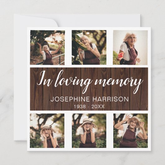 Rustikales Beileid zur FotoCollage Dankeskarte (Vorderseite)