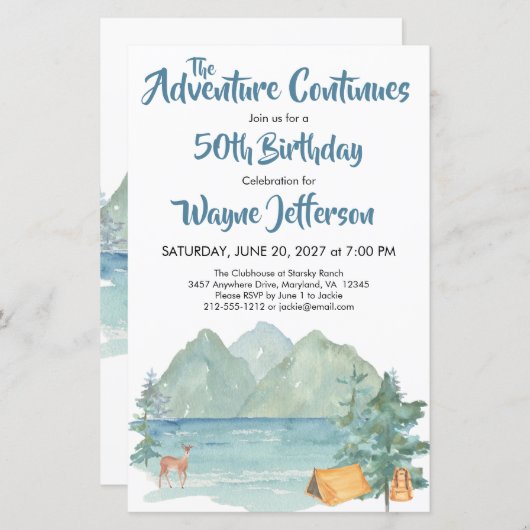 Rustikales Bergabenteuer 50. Geburtstag Budget (Vorne/Hinten)