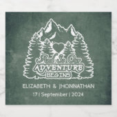 Rustikales Bergabenteuer Grüne Halbpension Hochzei Schaumweinetikett (Einzelnes Label)