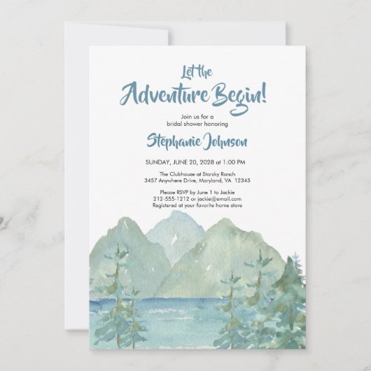 Rustikales Bergabenteuer Wasserfarbenes Brautparty Einladung (Vorderseite)
