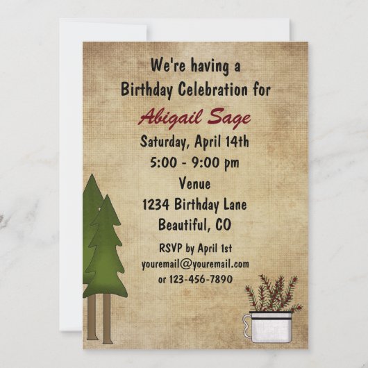 Rustikales Bergland Elche zum Geburtstag Einladung (Rückseite)