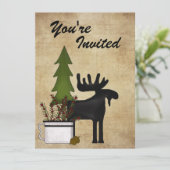 Rustikales Bergland Elche zum Geburtstag Einladung (Stehend Vorderseite)