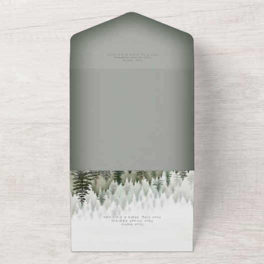 Rustikales Bergnebelwald Grün kein Abendessen All In One Einladung (Außenbereich)