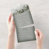 Rustikales Bergnebelwald Grün kein Abendessen All In One Einladung (Abreißen)