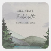 Rustikales Bergsee & Bachelorette Wochenende Quadratischer Aufkleber (Vorderseite)