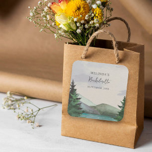 Rustikales Bergsee & Bachelorette Wochenende Quadratischer Aufkleber