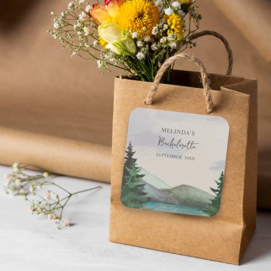 Rustikales Bergsee & Bachelorette Wochenende Quadratischer Aufkleber