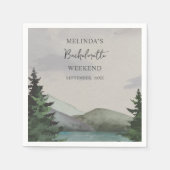 Rustikales Bergsee & Bachelorette Wochenende Serviette (Vorderseite)